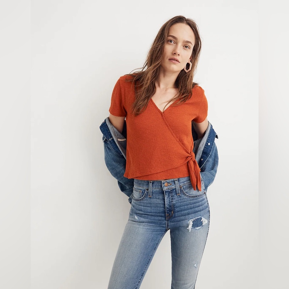 Madewell Texture & Thread Wrap-Tie Top